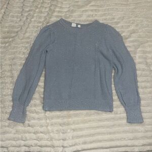 Girls Gap Kids Light Blue/Metallic Seed Stitch Sweater • Large